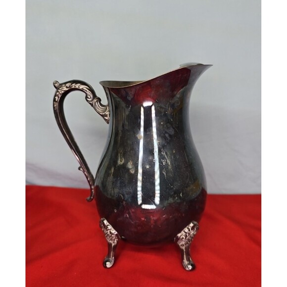 Leonard Silver Plated Water Pitcher 9''Tall Claw Footed w/Ice Guard VTG Patina - Picture 2 of 13